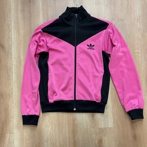 Adidas Black and Pink Zip-Up Jacket